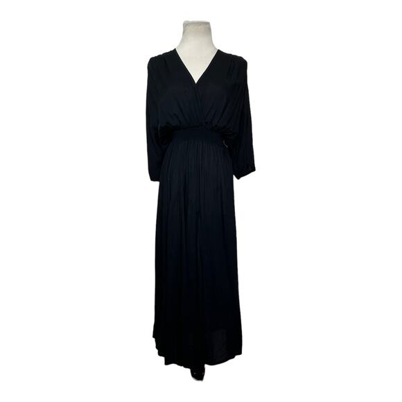 Pampelone black short sleeves v neck midi dress size small - Picture 6 of 11